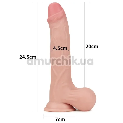 Фаллоимитатор LoveToy Sliding-Skin Dong Whole Testicle 9.5, телесный
