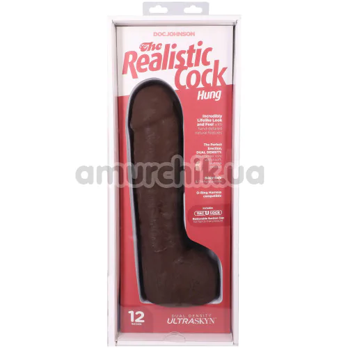 Фалоімітатор Doc Johnson The Realistic Cock Hung 12, коричневий