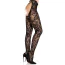 Колготки Leg Avenue Rose Lace Crotchless Tights With Open One, черные - Фото №2