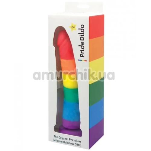 Фалоімітатор Pride Dildo з мошонкою, райдужний