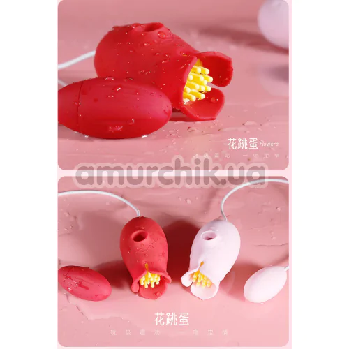 Симулятор орального сексу з віброяйцем Letcher Flowers Love Egg, червоний