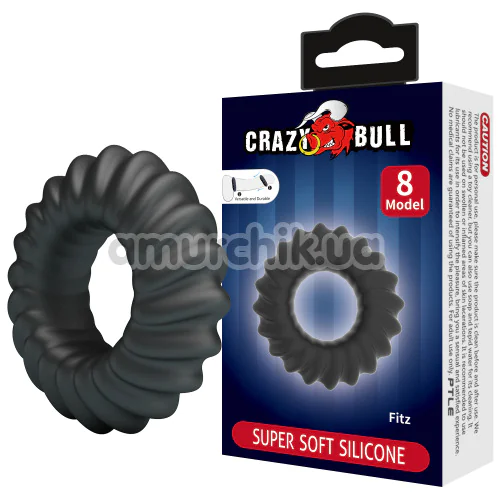 Эрекционное кольцо Crazy Bull Super Soft Silicone Fitz, черное