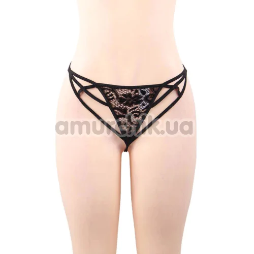 Комплект Star Night Allure Lacy Nightgown Set, черный: пеньюар + трусики-стринги