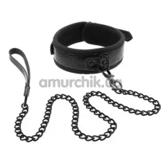 Ошейник с длинным поводком Blaze Luxury Fetish Collar and Leash 21868, черный - Фото №1