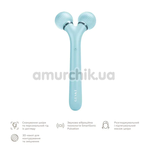 Ультразвуковий масажер для обличчя Geske Sonic Facial Roller 4 in 1, бірюзовий