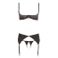 Комплект Abierta Fina Rhinestone Shelf Bra Set чорний: бюстгальтер + пояс для панчіх + трусики-стрінги - Фото №6