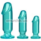 Набір із 3 анальних пробок Doc Johnson Crystal Jellies Anal Starter Kit, бірюзовий - Фото №1