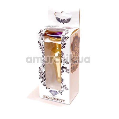 Анальна пробка з фіолетовим кристалом Exclusivity Jewellery Gold Plug Long, золота