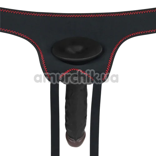 Cтрапон з вібрацією Ingen Easy Strapon Set 7.5 With Balls, чорний