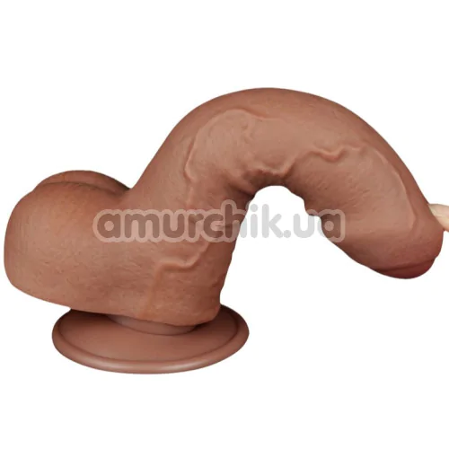 Фаллоимитатор Sliding-Skin Dual Layer Dong 7 с закрытой головкой, светло-коричневый
