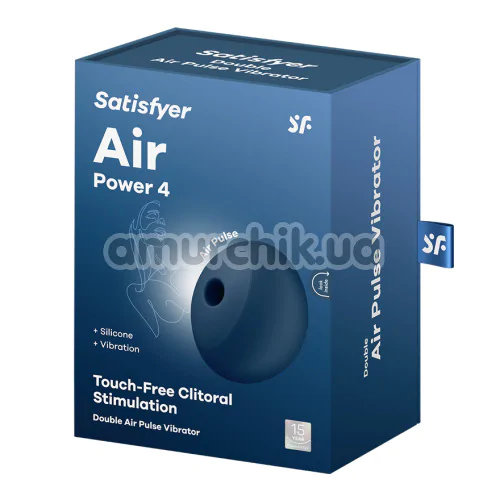 Симулятор орального сексу для жінок з вібрацією Satisfyer Air Power 4, синій