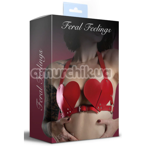 Бюстгальтер Feral Feelings Hearts Bra Leather, червоний