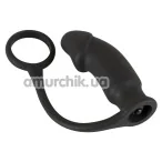 Эрекционное кольцо со стимулятором простаты с вибрацией Black Velvets Vibrating Ring + Plug - Фото №1