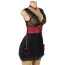 Комплект Star Night Mesh And Faux Leather Lingerie Chemise, чорно-бордовий: пеньюар +  пояс з нашийником та фіксаторами + трусики-стрінги - Фото №6