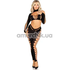 Комплект Leg Avenue Seamless Cut-Out Crop Top And Legging, чорний: топ + легінси - Фото №1