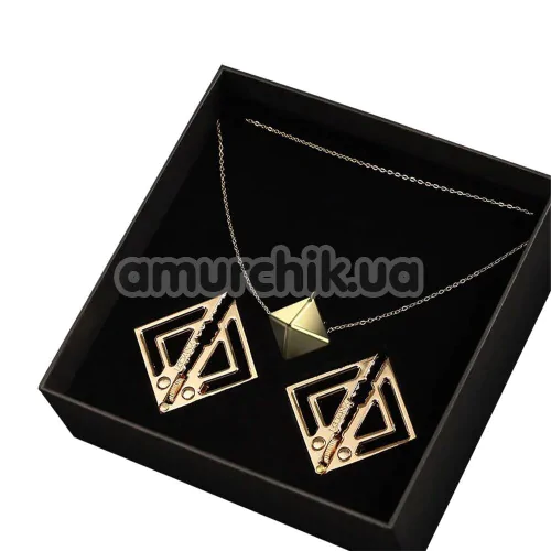 Зажимы для сосков Lockink Adjustable Metal Nipple Clamps with Heavy Pendant, золотые