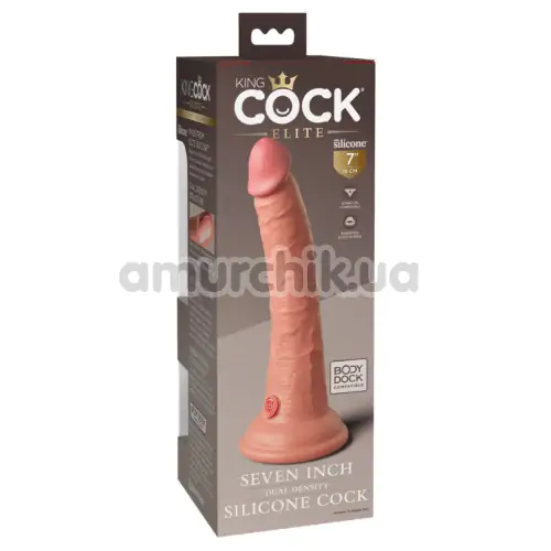 Фалоімітатор King Cock Elite 7 Dual Density Silicone Cock, тілесний