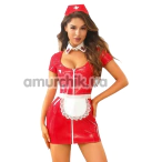 Костюм медсестры JSY Sexy Lingerie 8305, красный: платье + головной убор + фартук + воротник - Фото №1
