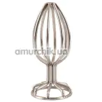 Анальна пробка Anos Finest Butt Wear Metal Cage Butt Plug 3.8 см, срібна - Фото №1