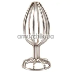 Анальная пробка Anos Finest Butt Wear Metal Cage Butt Plug 3.8 см, серебряная - Фото №1