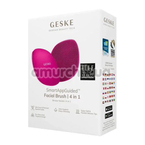 Щетка для лица Geske Facial Brush 4 in 1, ярко-розовая
