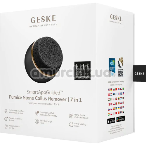 Шліфувальна пилка для стоп Geske Pumice Stone Callus Remover 7 in 1, чорно-золота