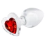 Анальна пробка з червоним кристалом Crystal Desires Heart M, прозора - Фото №1