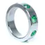 Ерекційне кільце з зеленими кристалами Boss Series Metal Ring Diamonds Large, срібне - Фото №1