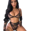 Комплект Star Night Lace Lingerie With Long Gloves, черный: бюстгальтер + трусики + перчатки - Фото №6