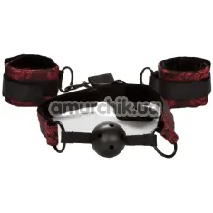Бондажный набор Scandal Breathable Ball Gag With Cuffs, черный - Фото №1