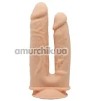 Подвійний вібратор Silexd Premium Silicone Dildo Model 1 Size 8-7, тілесний - Фото №1