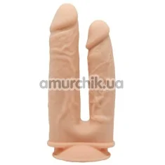 Подвійний вібратор Silexd Premium Silicone Dildo Model 1 Size 8-7, тілесний - Фото №1