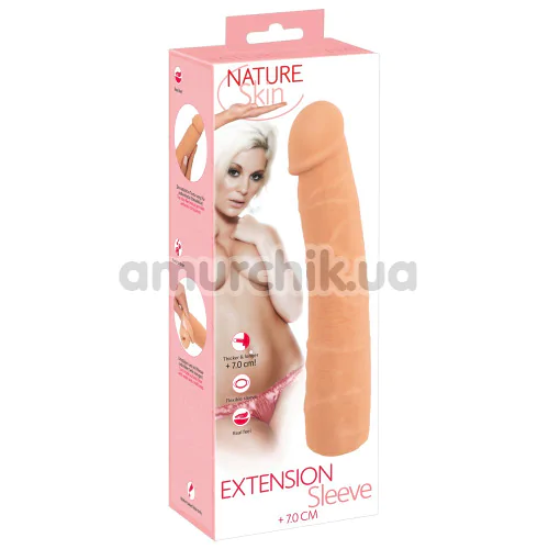 Насадка на пеніс Nature Skin Extension Sleeve  +7cm, тілесна