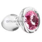 Анальна пробка з рожевим кристалом Adam & Eve Pink Gem Glass Plug Small, прозора - Фото №1
