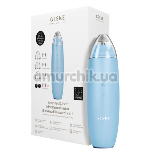 Мікродермабразійний пристрій для видалення чорних цяток Geske MicroDermabrasion Blackhead Remover 7 in 1, блакитний