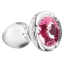 Анальная пробка с розовым кристаллом Adam & Eve Pink Gem Glass Plug Small, прозрачная - Фото №1
