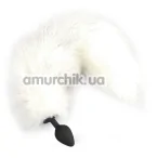 Анальная пробка с белым хвостиком Art Of Sex Silicone Butt Plug White Fox M, черная - Фото №1
