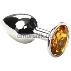 Анальна пробка з жовтим кристалом SWAROVSKI Silver Citrine Small, срібна - Фото №1