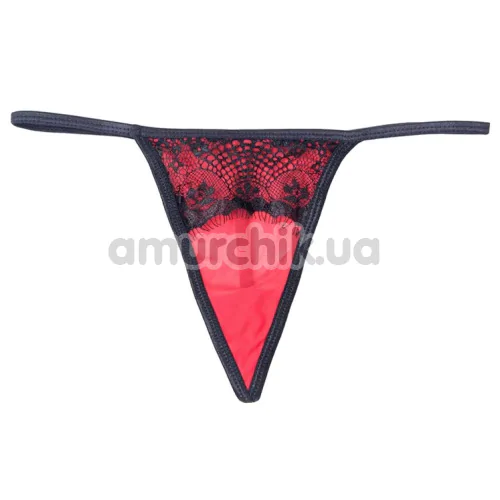 Комплект Star Night Tender Bow Mesh Garter Belt, червоний: пояс для панчіх + трусики-стрінги