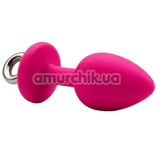 Анальная пробка с розовым кристаллом Alume Silicone Hook Plug S, розовая