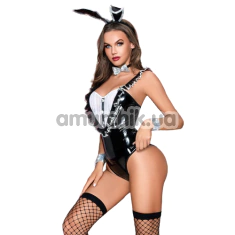 Костюм зайчика JSY Sexy Lingerie чорний: боді + панчохи + вушка + краватка + манжети - Фото №1