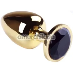 Анальна пробка з чорним кристалом SWAROVSKI Gold Black Diamond Big, золота - Фото №1