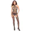 Комбинезон Lace Halter Fishnet Bodystocking with Thigh-High Stocking, черно-леопардовый - Фото №1