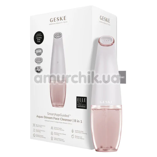 Устройство для очищения кожи лица Geske Aqua-Stream Face Cleanser 8 in 1, кремовое