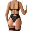 Комплект JSY Sexy Lingerie JS228170, черный: бюстгальтер + трусики-стринги + пояс для чулок - Фото №4