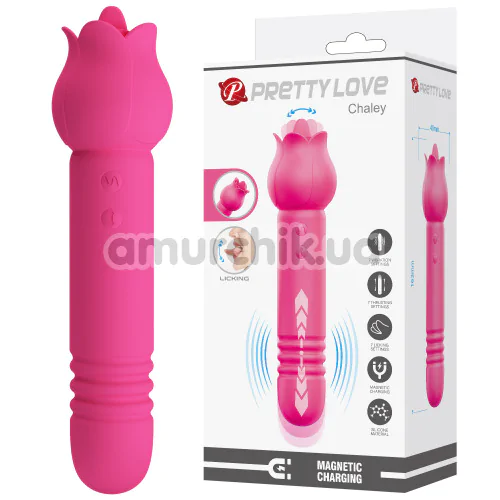 Вібратор з поштовхами та рухомим язичком Pretty Love Chaley, рожевий