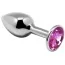 Анальная пробка с розовым кристаллом Alive Anal Pleasure Mini Metal Butt Plug M, серебряная - Фото №1