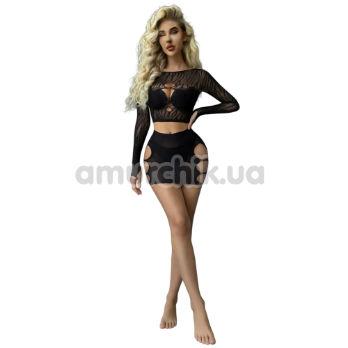 Комплект Star Night Sexy Hollow Out Set, черный: топ + юбка