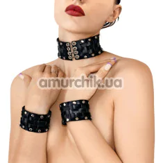 Комплект Art of Sex Chezarro, черный: чокер + манжеты - Фото №1