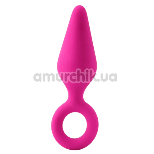 Анальна пробка Alume Silicone Teardrop Anal Plug With Ring S, рожева - Фото №1